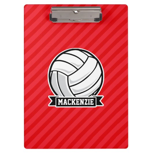 赤い対角バレーボールのストライプ クリップボード (正面)