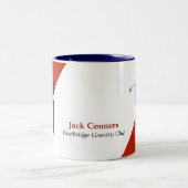 赤い対角線上のネイビーブルーゴルファー ツートーンマグカップ (中央)