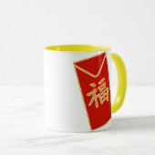 赤い封筒のモチーフ マグカップ (正面右)
