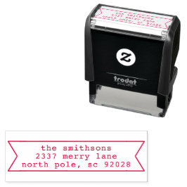 赤い小さなリボンのホリデーリターンアドレス セルフインキングスタンプ