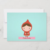 赤い小さな乗り物のフードビッグ·バッド·ウルフ·バースデー·パーティー 招待状 (裏面)