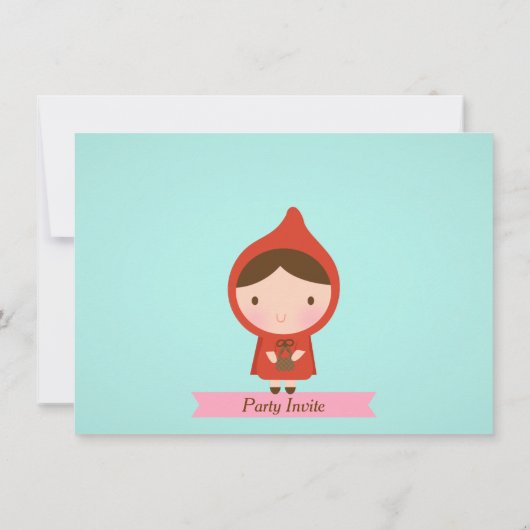 赤い小さな乗り物のフードビッグ·バッド·ウルフ·バースデー·パーティー 招待状 (裏面)