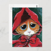 赤い小さな乗馬フード |タビーキャットアートポストカード ポストカード (正面/裏面)