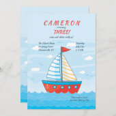 赤い小さな帆船の招待状 招待状 (正面/裏面)