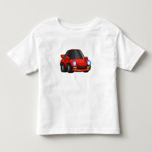 赤い小さな車の漫画-背景色を選択 トドラーTシャツ
