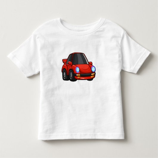 赤い小さな車の漫画-背景色を選択 トドラーTシャツ (正面)