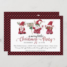 赤い小人の水彩画 メリーリトルクリスマスパーティー シーズンカード
