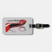 赤い小剣の靴の芸術および腕輪 ラゲッジタグ (正面横)