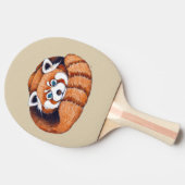 赤い小型のパンダが黄褐色を帯びている 卓球ラケット (横)