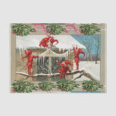 赤い小妖精や小人、クリスマスデコールと氷柱の入った爪先 薄葉紙 (正面)