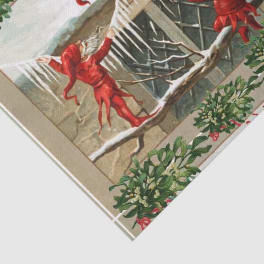 赤い小妖精や小人、クリスマスデコールと氷柱の入った爪先 薄葉紙 (詳細)