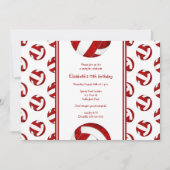 赤い少女バレーボールの誕生日パーティー 招待状 (正面)