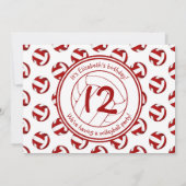 赤い少女バレーボールの誕生日パーティー 招待状 (裏面)