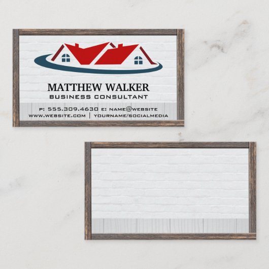 赤い屋根のトップホームロゴ | フレーム入りにしましょう 名刺 (正面/裏面)