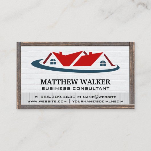 赤い屋根のトップホームロゴ | フレーム入りにしましょう 名刺 (正面)