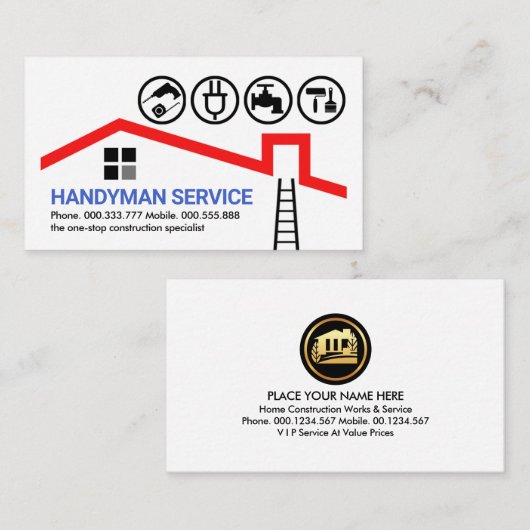 赤い屋根の上の手作り道具 名刺 (正面/裏面)