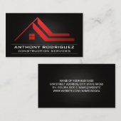 赤い屋根の実在不動産のロゴ | 黒の背景 名刺 (正面/裏面)