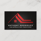 赤い屋根の実在不動産のロゴ | 黒の背景 名刺 (正面)