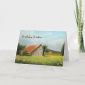 赤い屋根の納屋の誕生日カード カード (正面)