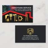 赤い屋根の絵を描(ばちゃばちゃ)跳ねる金ゴールドツール 名刺 (正面/裏面)