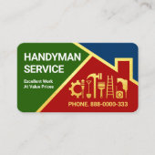 赤い屋根の金ゴールド手作り縁ど用具 名刺 (正面)