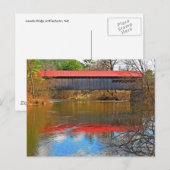 赤い屋根は- Coombsの屋根付橋を反映します ポストカード (正面/裏面)