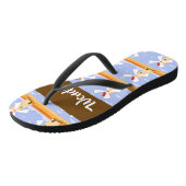 赤い屋根パターンの茶色の風車 ビーチサンダル (アングル)