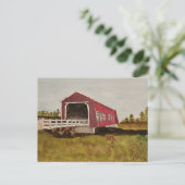 赤い屋根付き橋葉書 ポストカード (スタンド正面)