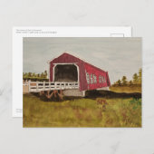 赤い屋根付き橋葉書 ポストカード (正面/裏面)