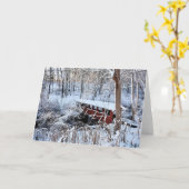 赤い屋根付き橋 カード (黄色い花)