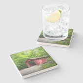 赤い屋根付き橋 ストーンコースター (横)