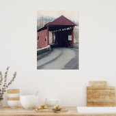 赤い屋根付き橋 ポスター (キッチン)