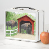 赤い屋根付橋のおもしろいなバッファロー メタルランチボックス (インサイチュ)