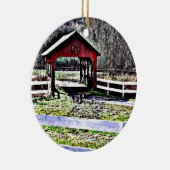 赤い屋根付橋の景色 セラミックオーナメント (右)