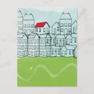 赤い屋根1つ ポストカード