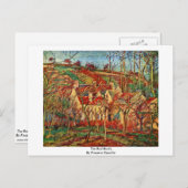 赤い屋根、ピサロ・カミーユ ポストカード (正面/裏面)