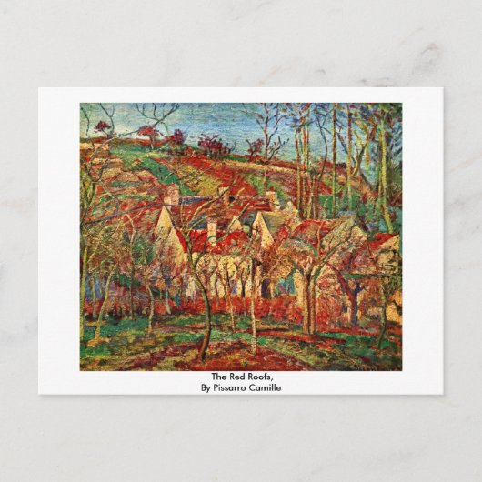 赤い屋根、ピサロ・カミーユ ポストカード (正面)