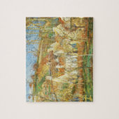 赤い屋根、村の角、冬のピサロ ジグソーパズル (縦)