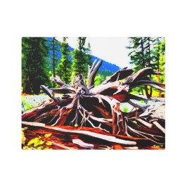 赤い山のキャンプ場No.3 メタルプリント