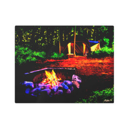 赤い山のキャンプ場No.5 メタルプリント