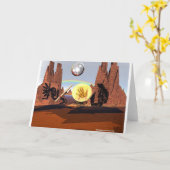 赤い山の挨拶状 カード (黄色い花)