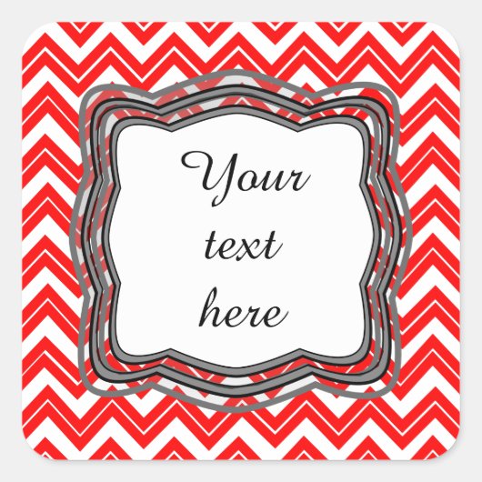 赤い山形のラベル スクエアシール (正面)