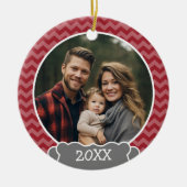赤い山形の写真枠（年） セラミックオーナメント (正面)