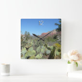 赤い岩とサボティI スクエア壁時計 (ホーム)