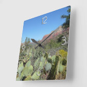 赤い岩とサボティI スクエア壁時計 (傾斜)