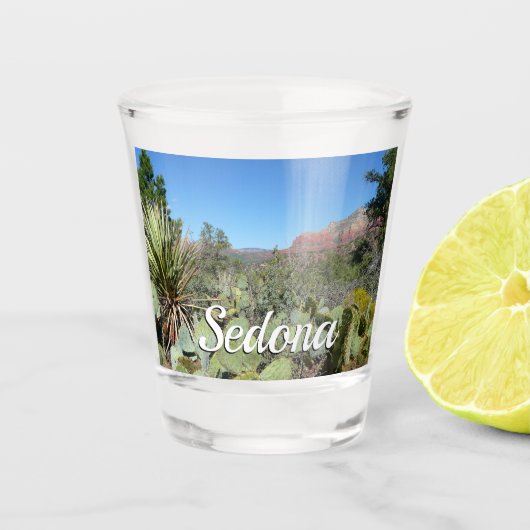 赤い岩とサボテンI ショットグラス (正面)