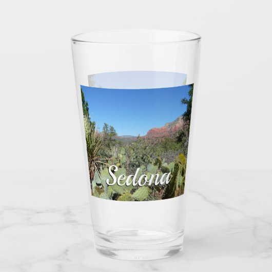 赤い岩とサボテンI タンブラーグラス (正面)