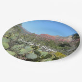 赤い岩とサボテンI ペーパープレート (アングル)