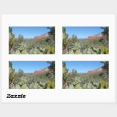 赤い岩とサボテンI 長方形シール (シート)