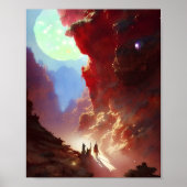 赤い岩の峡谷にいる旅行者 ポスター (正面)